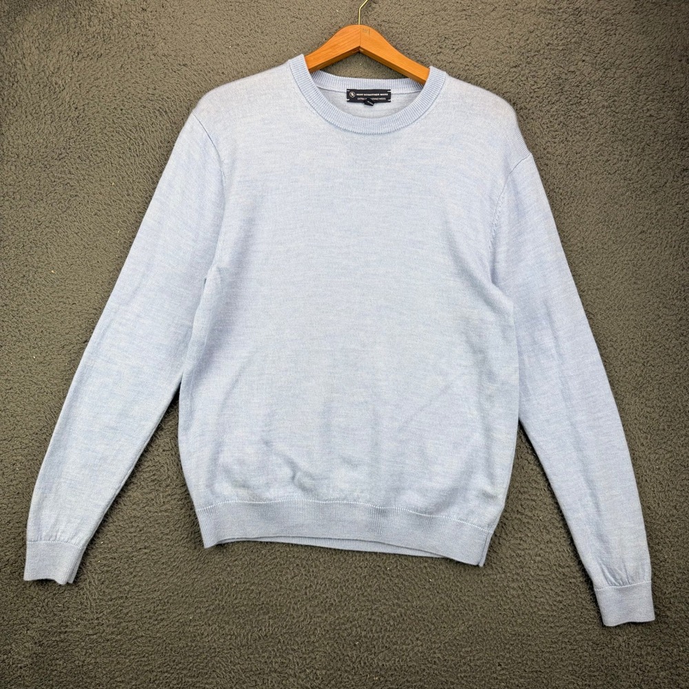 Hart Schaffner Marx Mens Extra Fine Merino Wool Crewneck Sweater Blue Size M